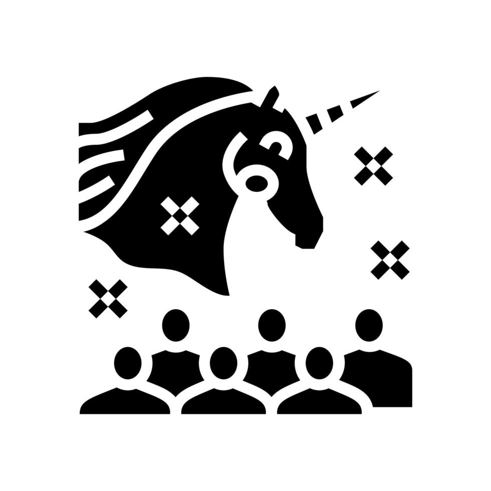 unicorn kids party glyph icon vector illustration