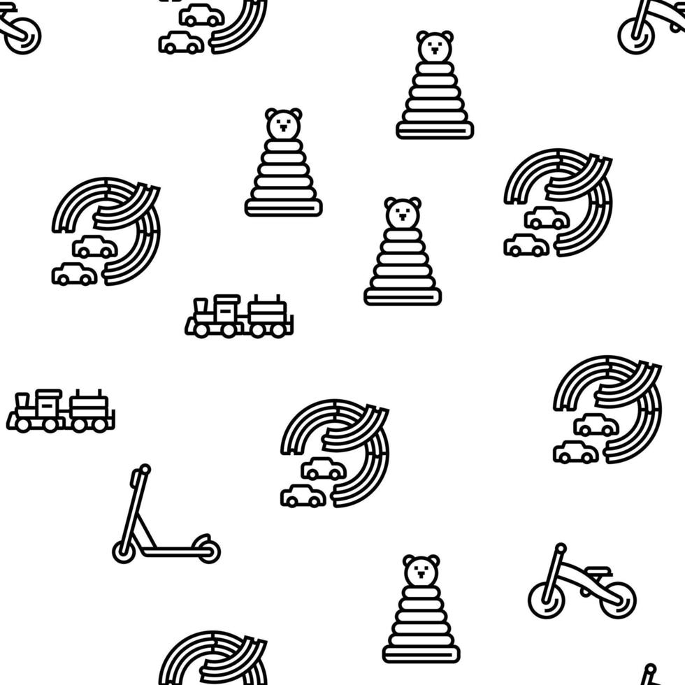 Wooden Toy For Children Play Time Vector Seamless Pattern