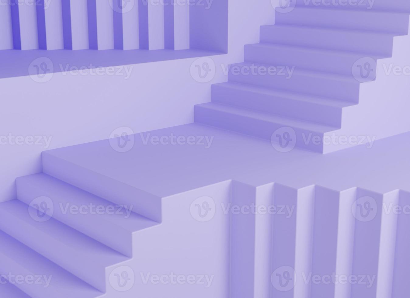 escaleras moradas vacías o plataforma de exhibición de productos escalonados 3d renderizar ilustración foto