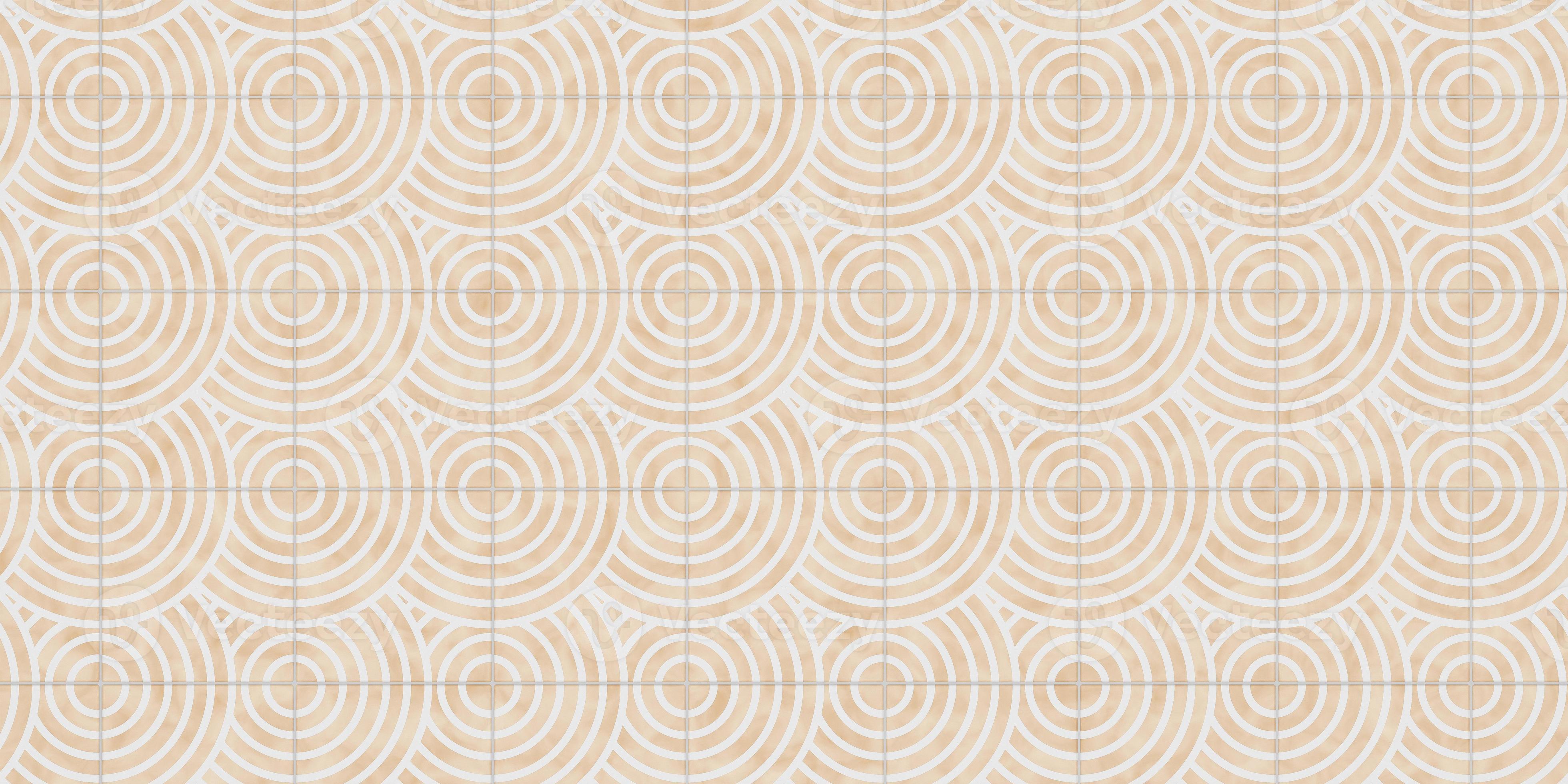 Seamless texture of circle wave tiles in beige and white color. Warm ...
