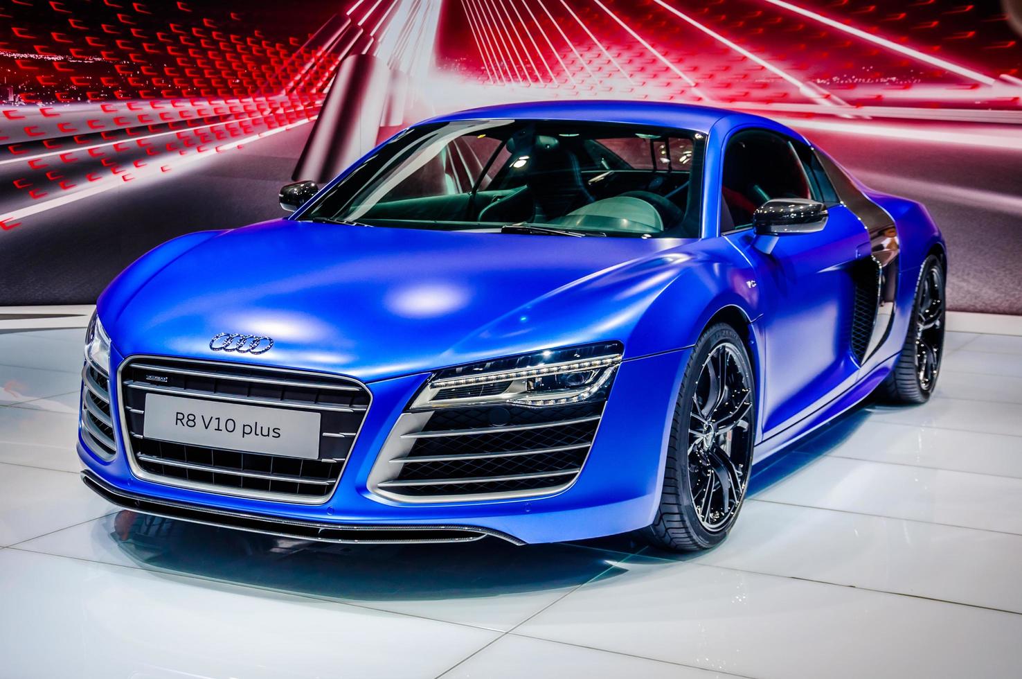 MOSCOW, RUSSIA - AUG 2012 AUDI R8 V10 PLUS presented as world premiere at the 16th MIAS Moscow International Automobile Salon on August 30, 2012 in Moscow, Russia photo