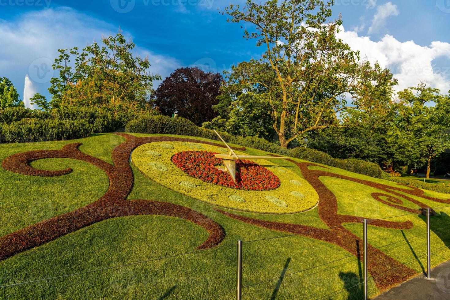 Flower clock at the Quai du General-Guisan in Geneva, Switzerland photo