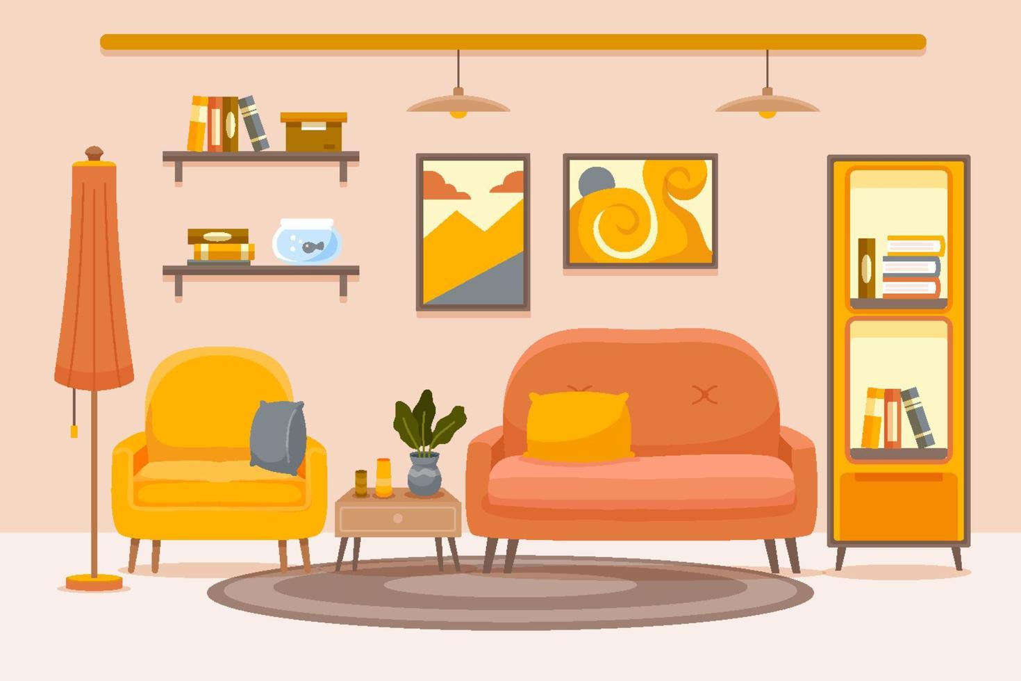 Retro Interior Background vector