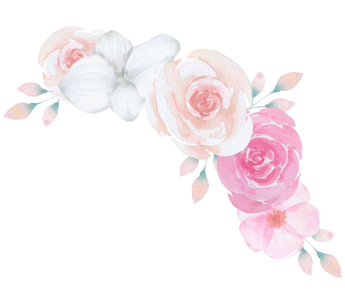 aquarelle de bouquet de fleurs roses png