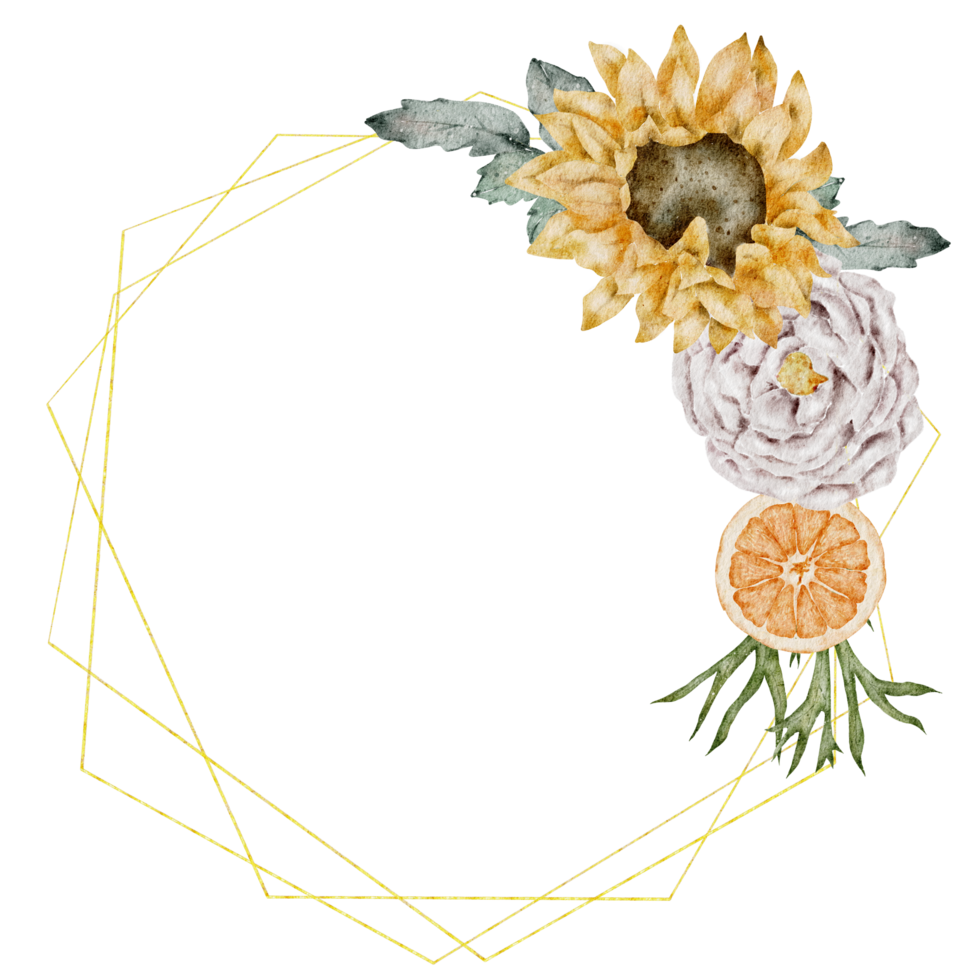 Sunflower wreath watercolor png