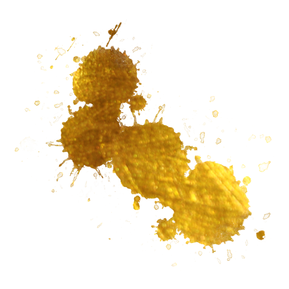 Gold abstract line art and brush png