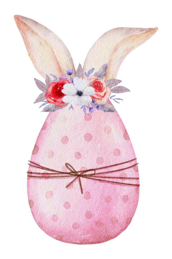 oeufs de pâques avec oreille de lapin aquarelle png