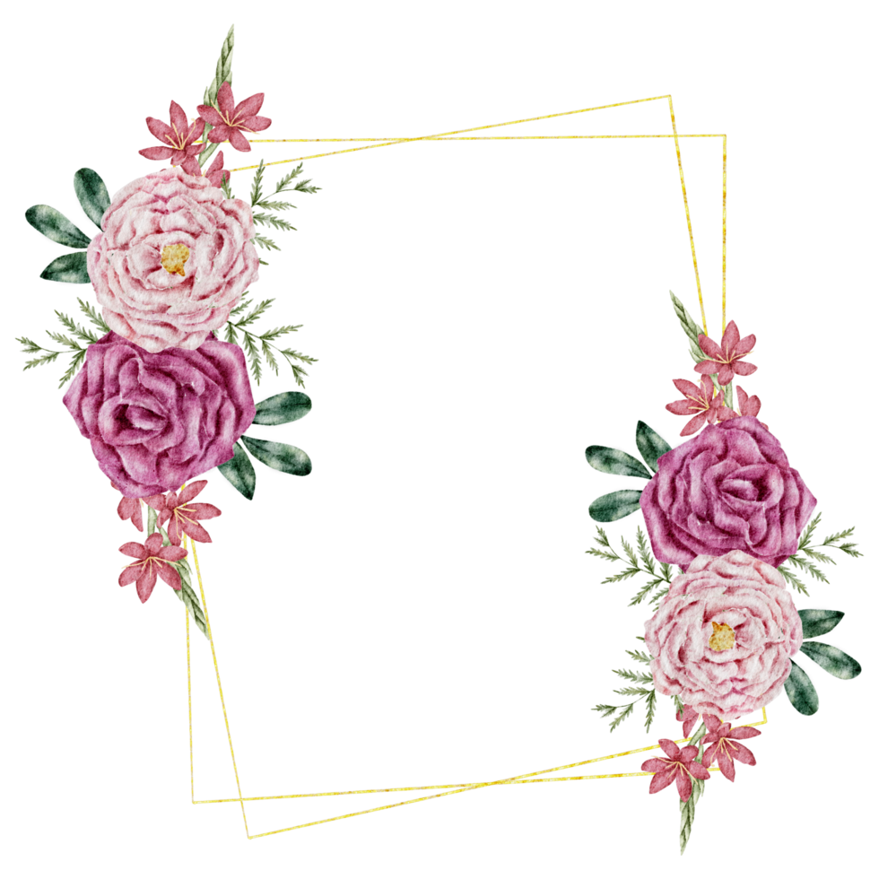 Flower wreath and frame watercolor png