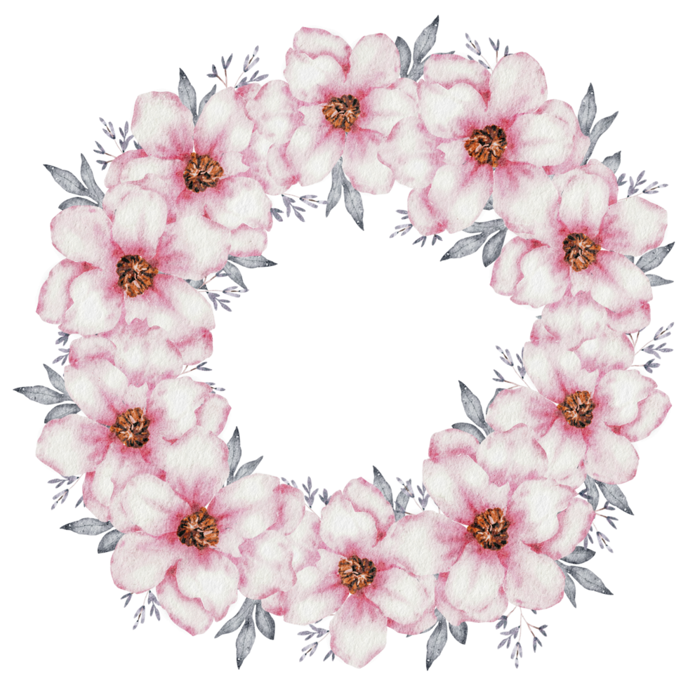 Floral wreath watercolor hand paint png