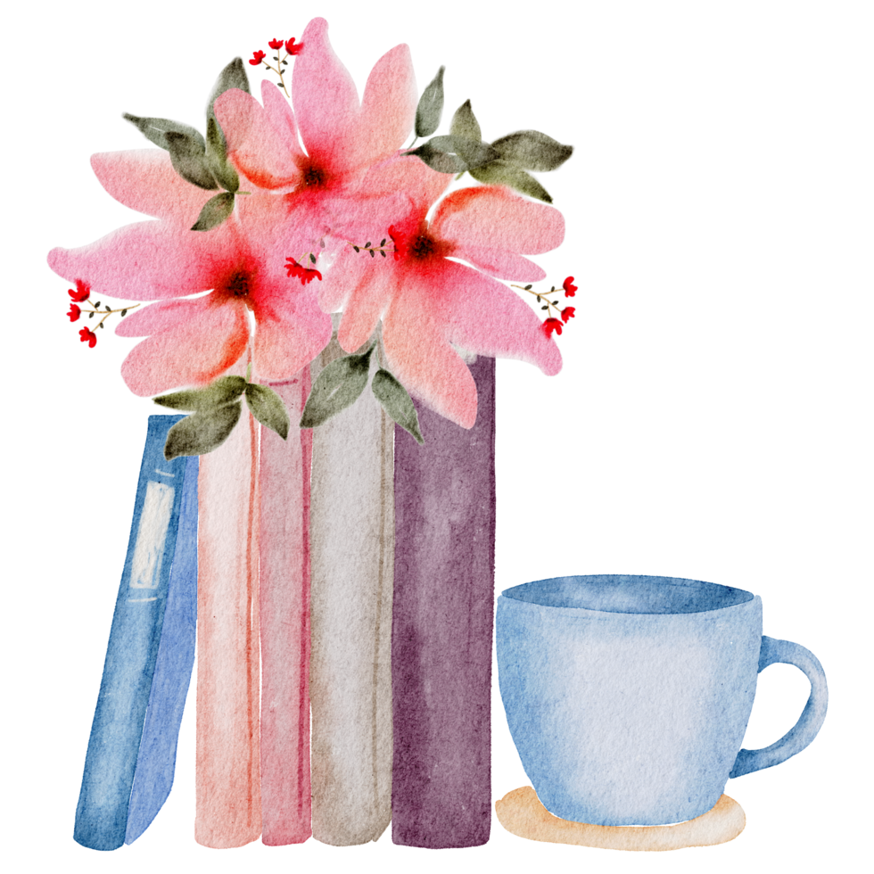Book hand paint watercolor, Vintage element png