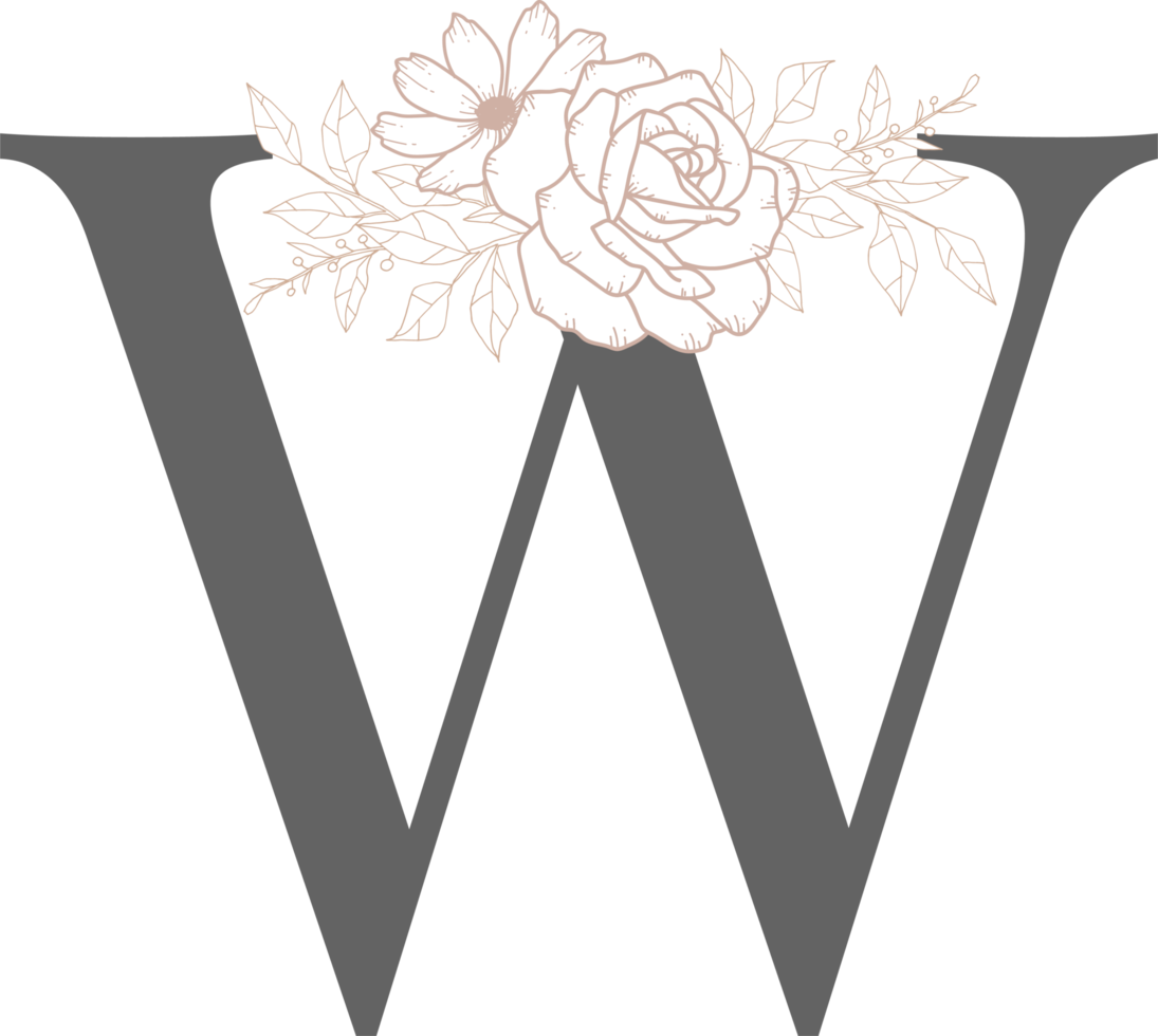 Alphabet with flower line art png