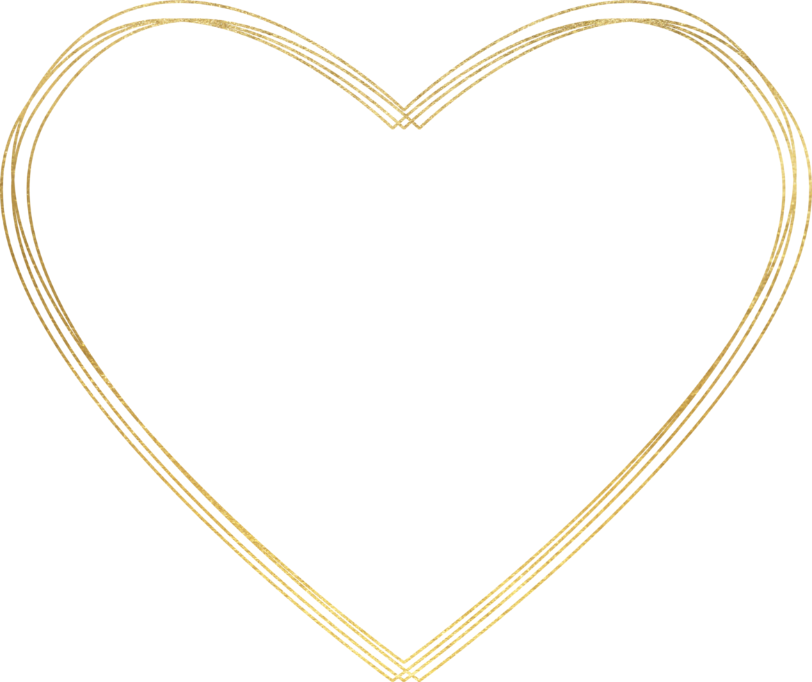 Gold hearts frame and border png