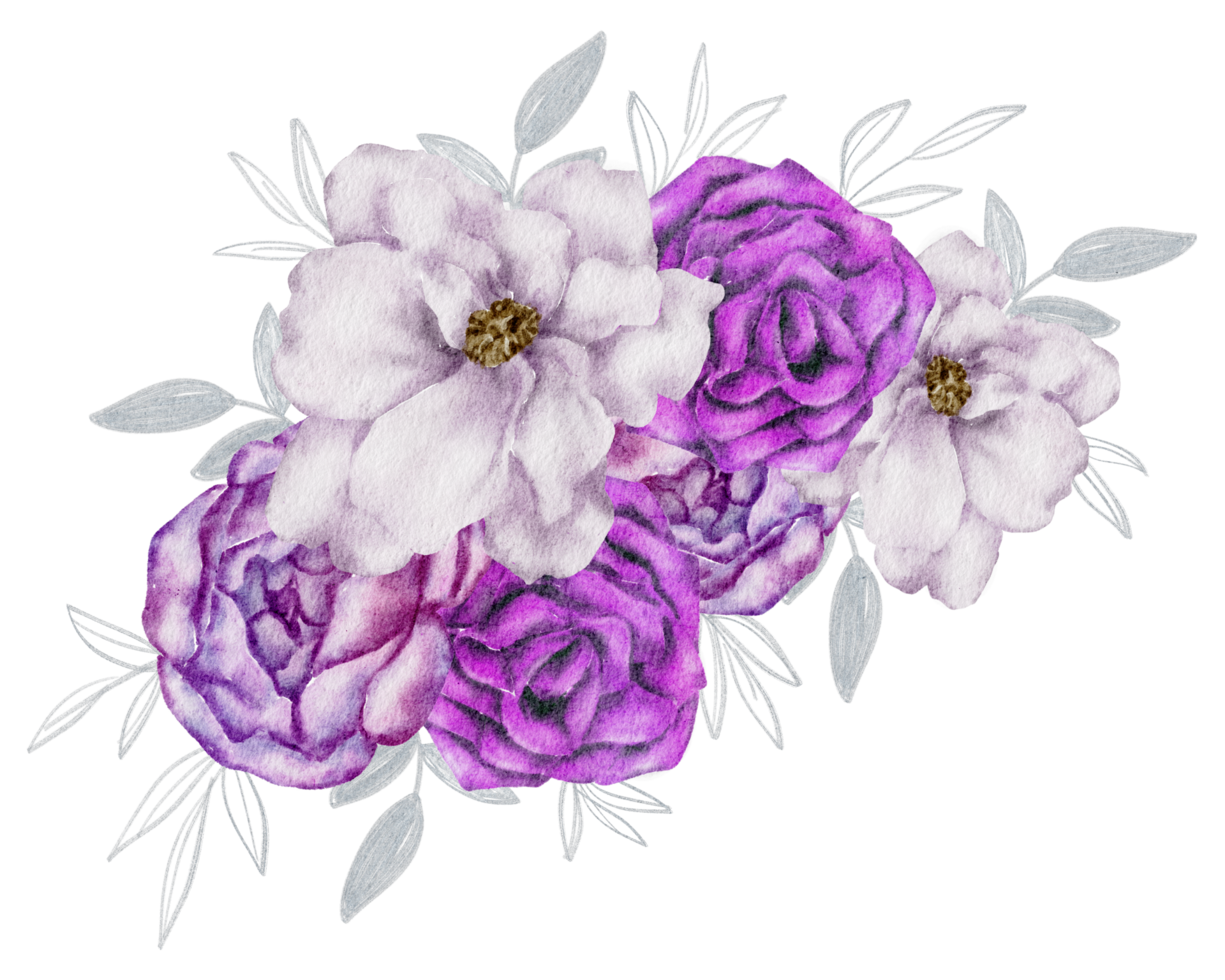 Free aquarela de buquê de flores violeta 10335296 PNG with Transparent  Background