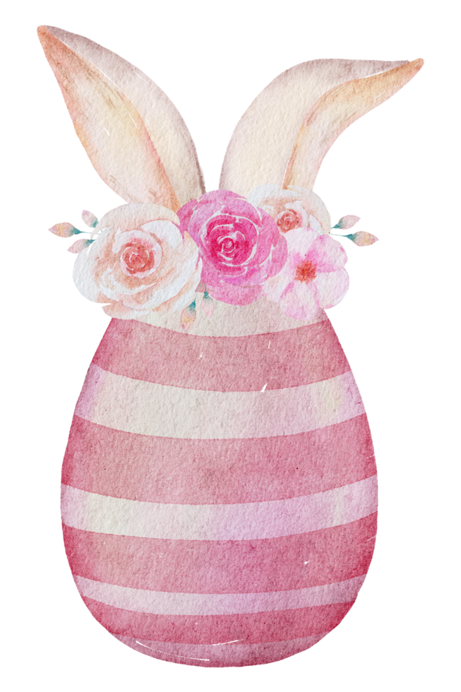 Easter eggs with ear rabbit watercolor png