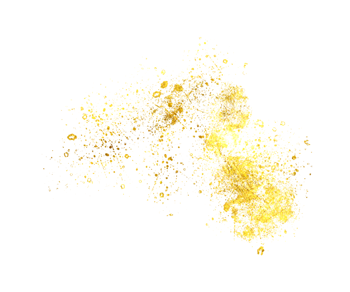 Gold abstract line art and brush png