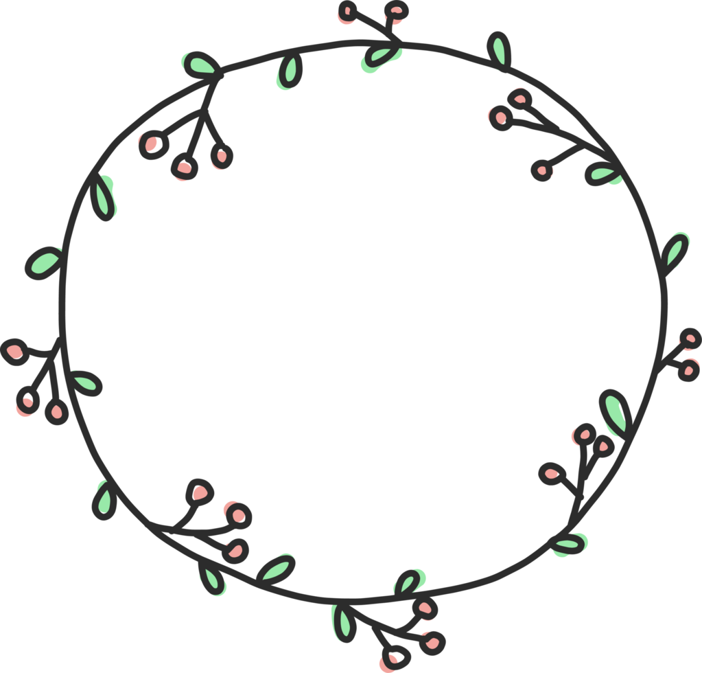 Flower wreath doodle png