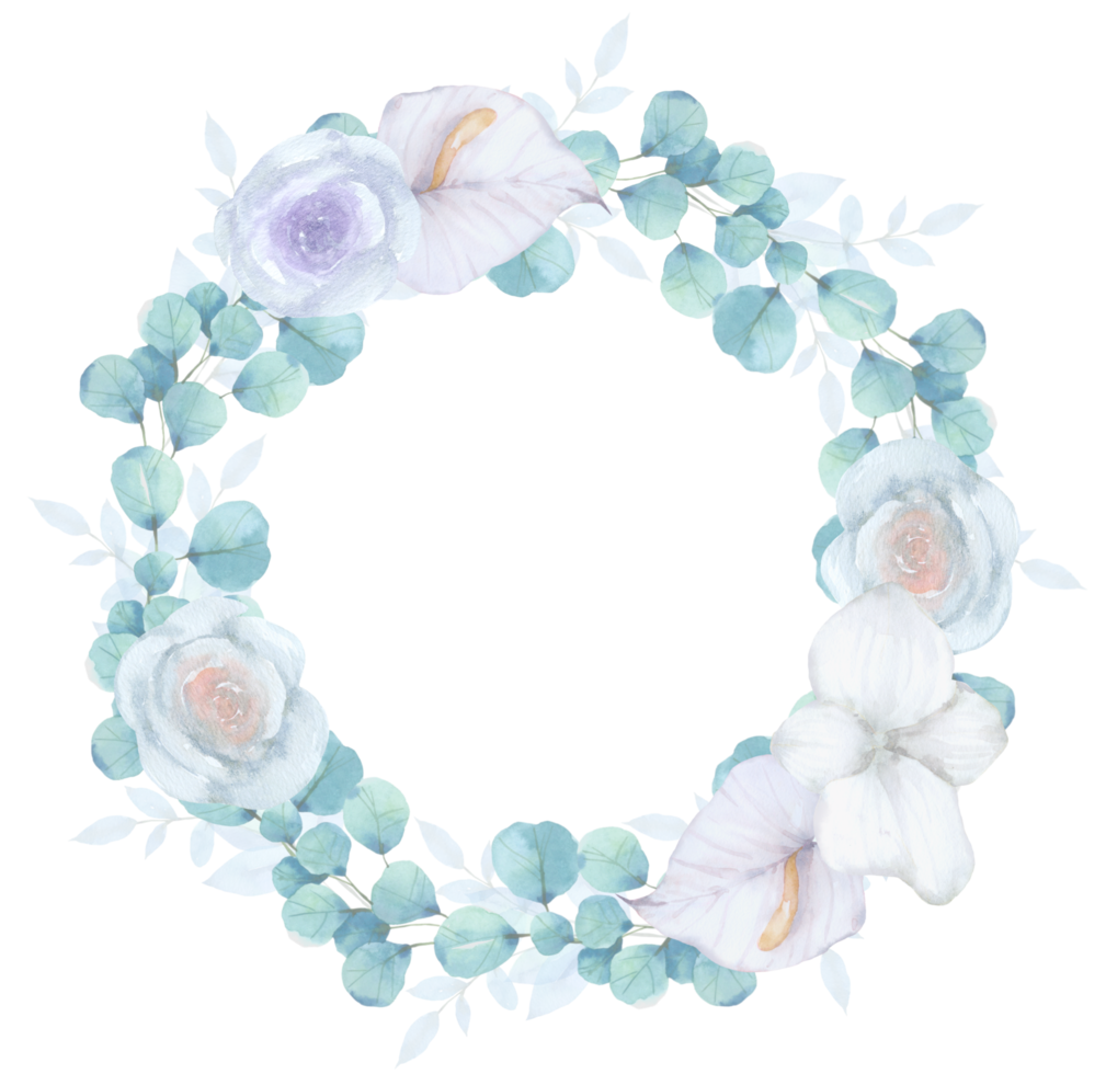 Boho flower wreath watercolor png