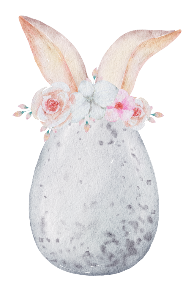 Easter eggs with ear rabbit watercolor png