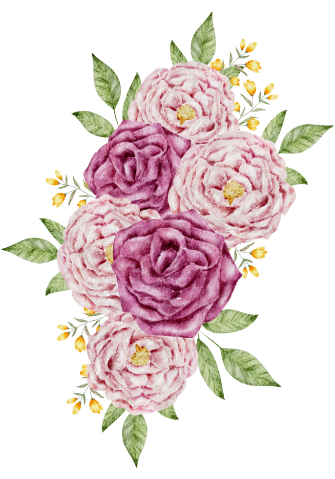 Floral bouquet and wreath watercolor png