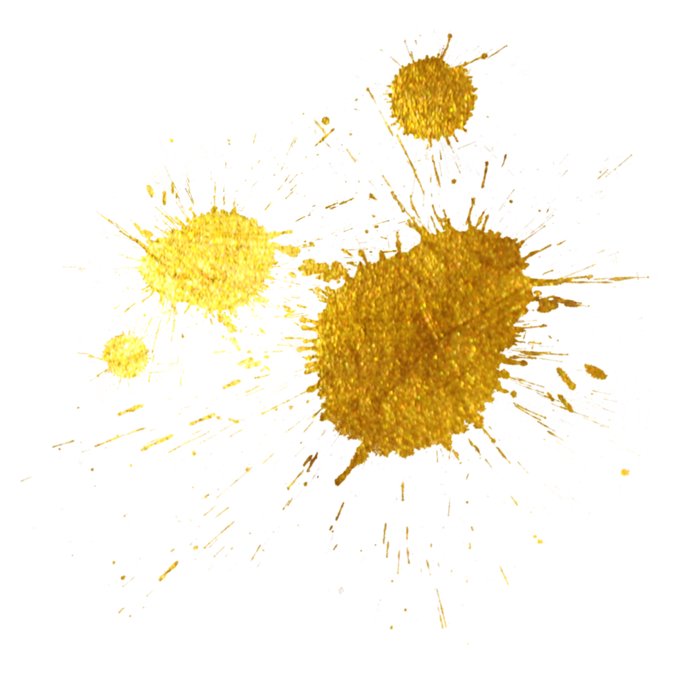 Gold abstract line art and brush png