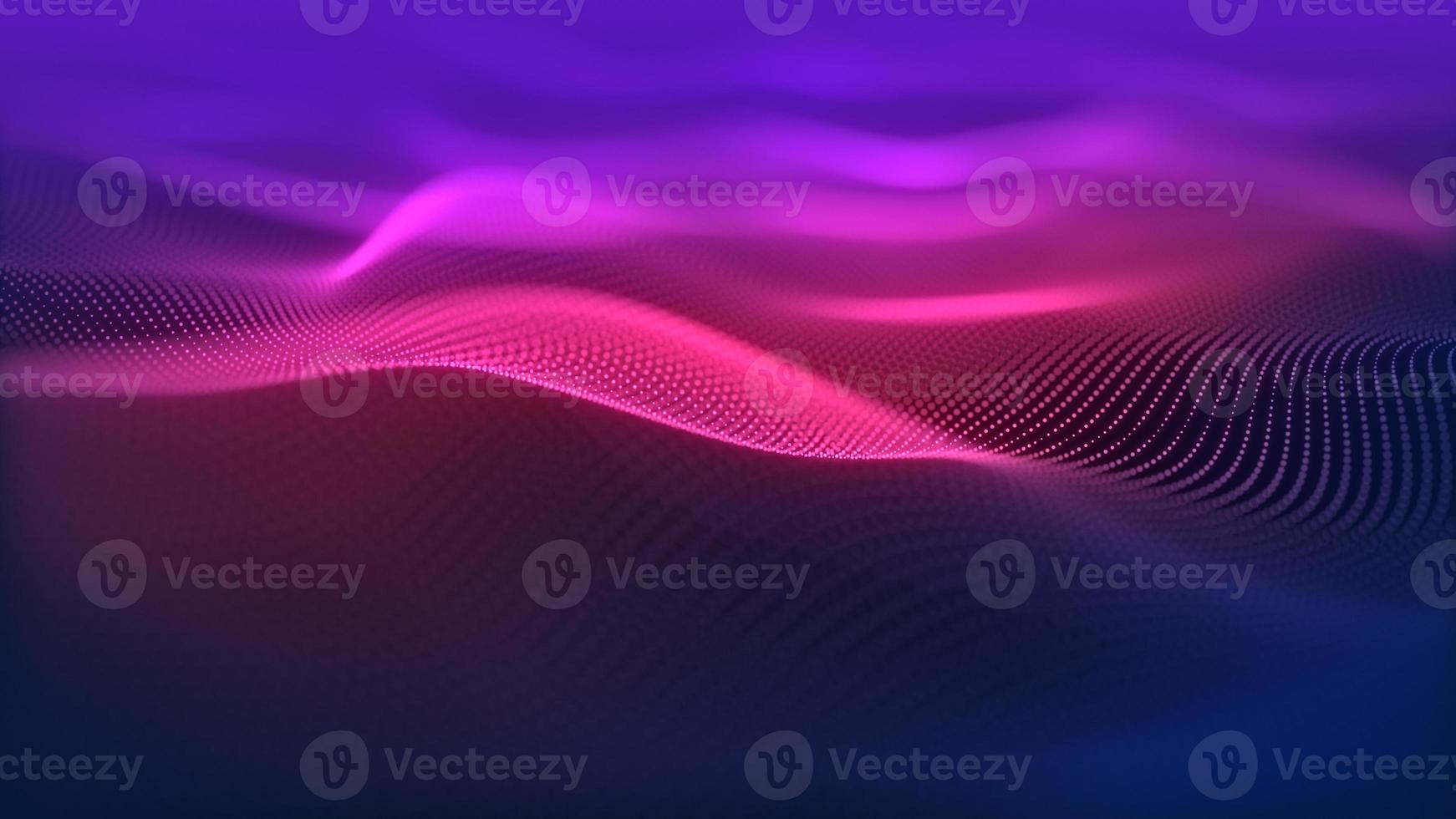 Particles wave Cyber or technology background. Abstract seamless loop of mesh glowing red dots digital luxurious sparkling wave particles flows background, Motion of digital data flow. photo