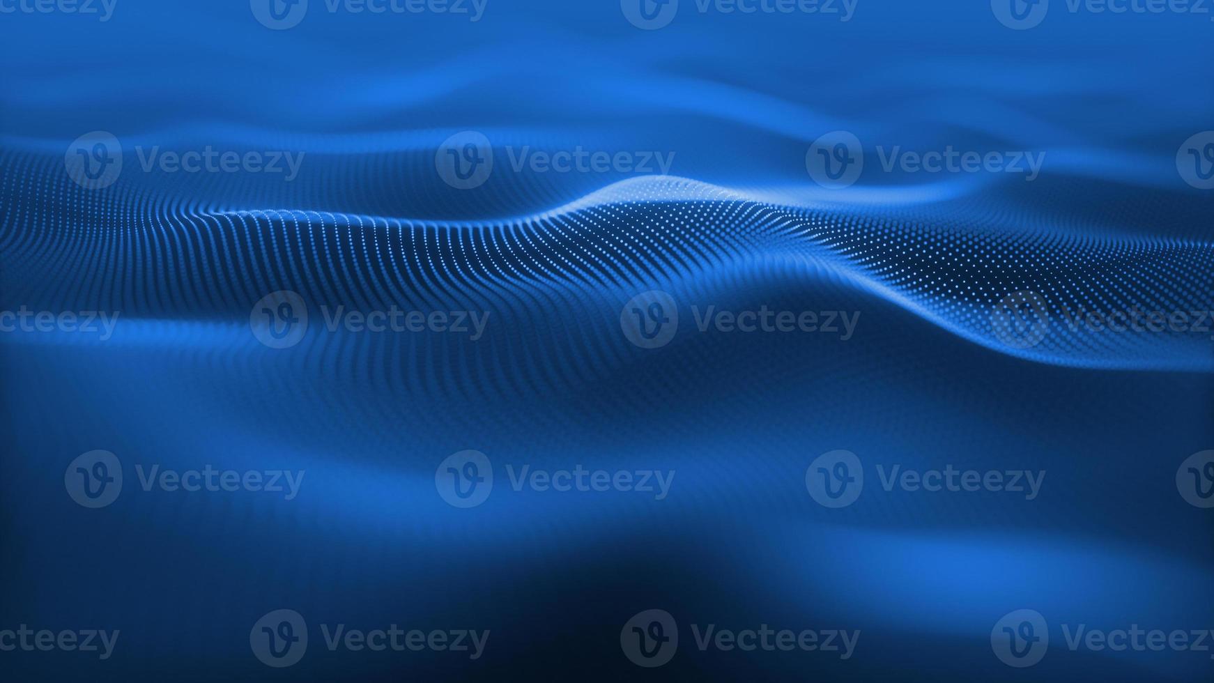 Particles blue wave Cyber technology background loop. Abstract seamless animation of mesh glowing dots digital luxurious wave particles flows background, Motion of digital data flow. photo