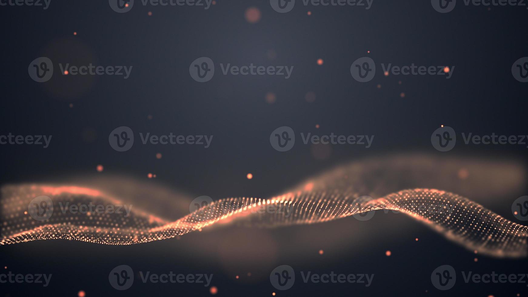 Abstract digital golden color wave with flowing small particles dance motion on wave and light abstract background. Cyber or technology background. Seamless 4K loop. photo