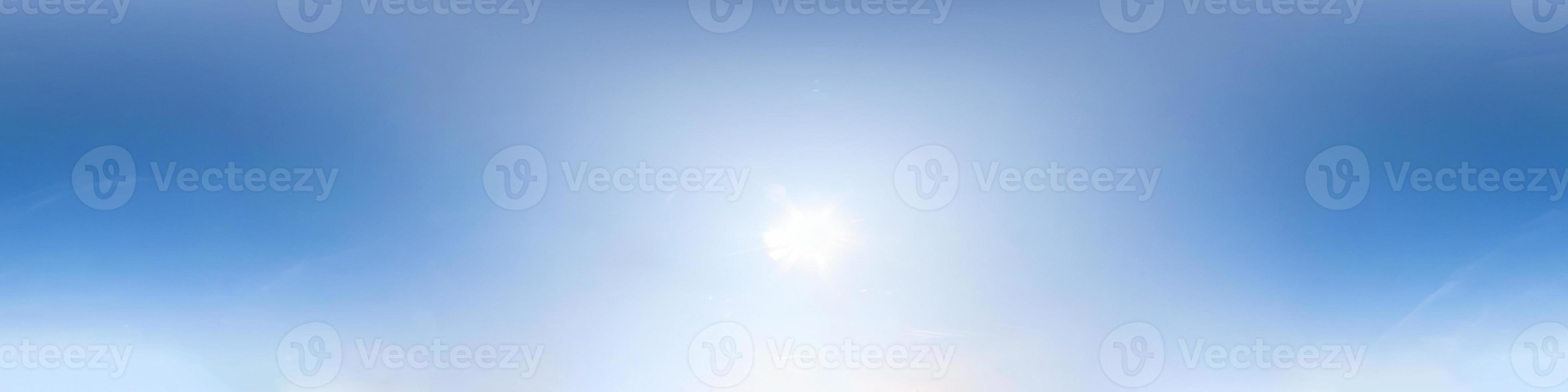 clear blue sky with scorching sun. Seamless hdri panorama 360 degrees angle view with zenith for use in 3d graphics or game development as sky dome or edit drone shot photo