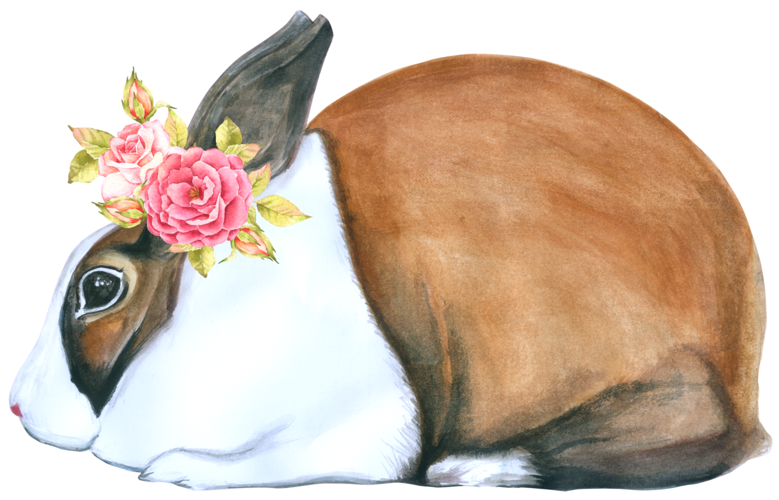 lapin de pâques animal avec fleur aquarelle png