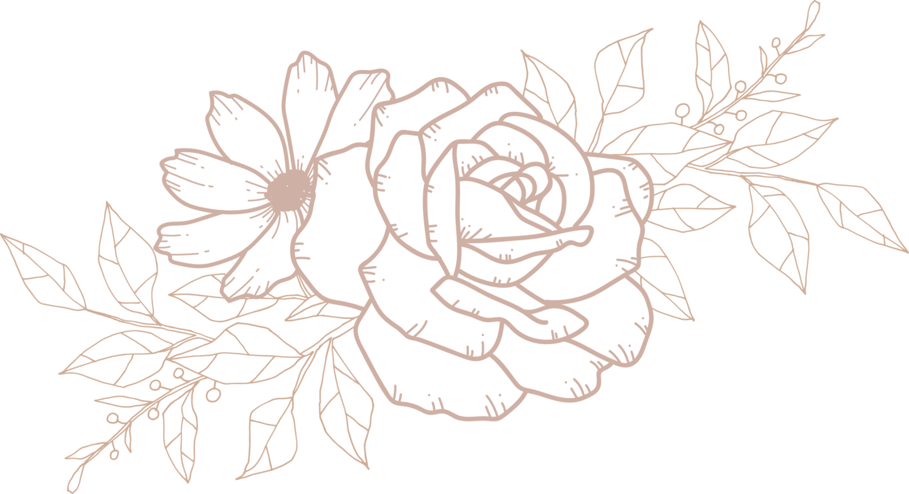 arte de línea de ramo de flores png