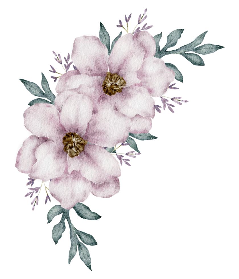 buquê floral pintura à mão em aquarela png