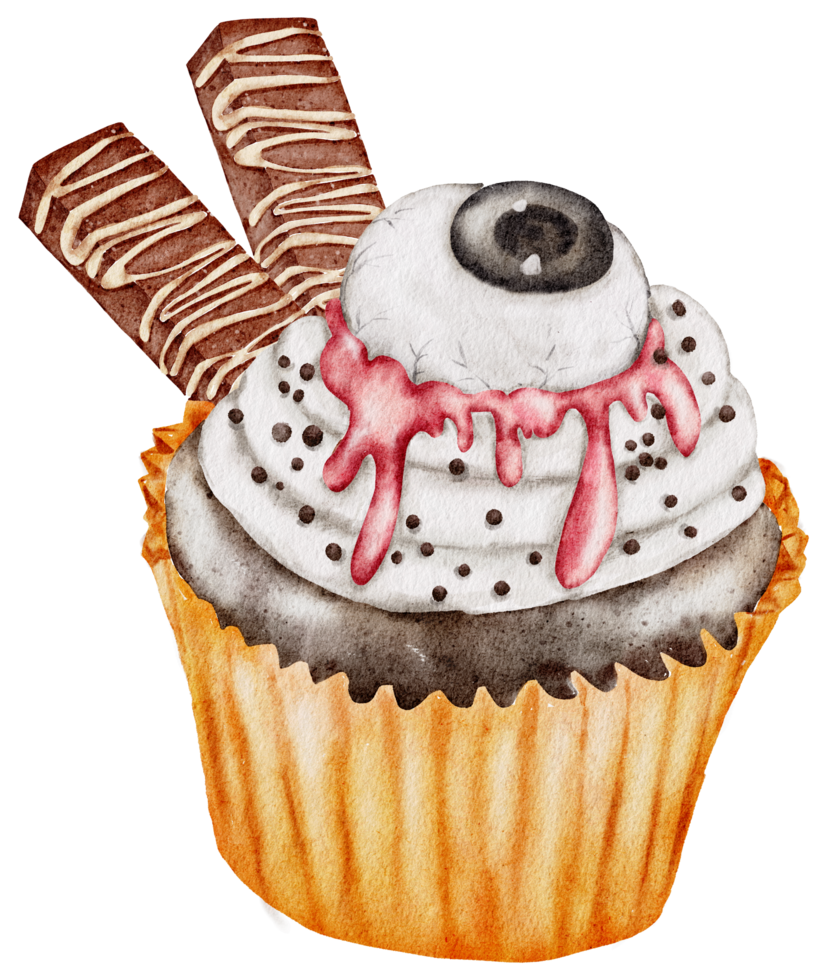 Halloween cupcake hand paint watercolor png
