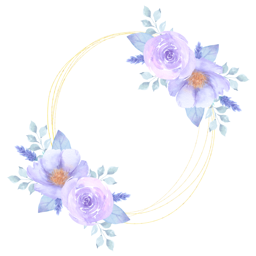 Violet flower wreath watercolor png