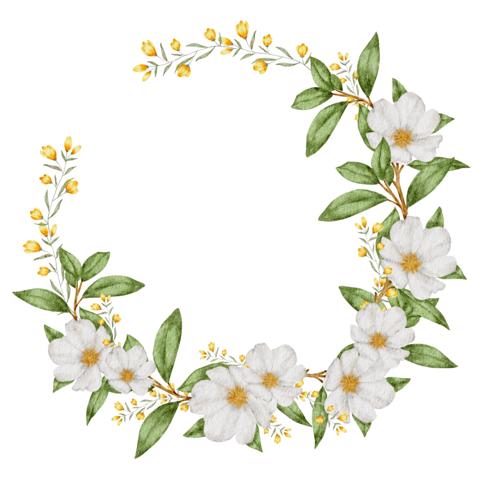 Flower wreath and frame watercolor png