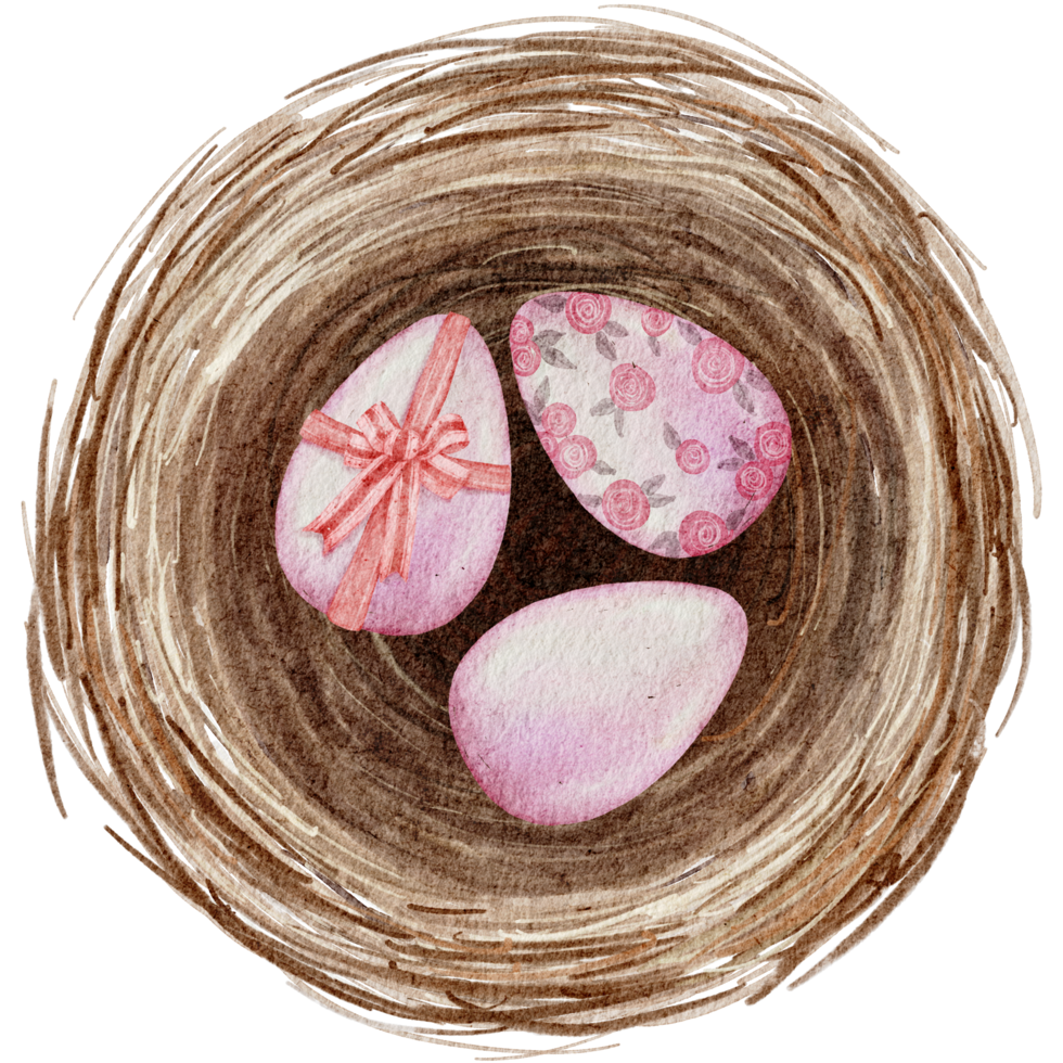 Easter eggs in the nest watercolor png