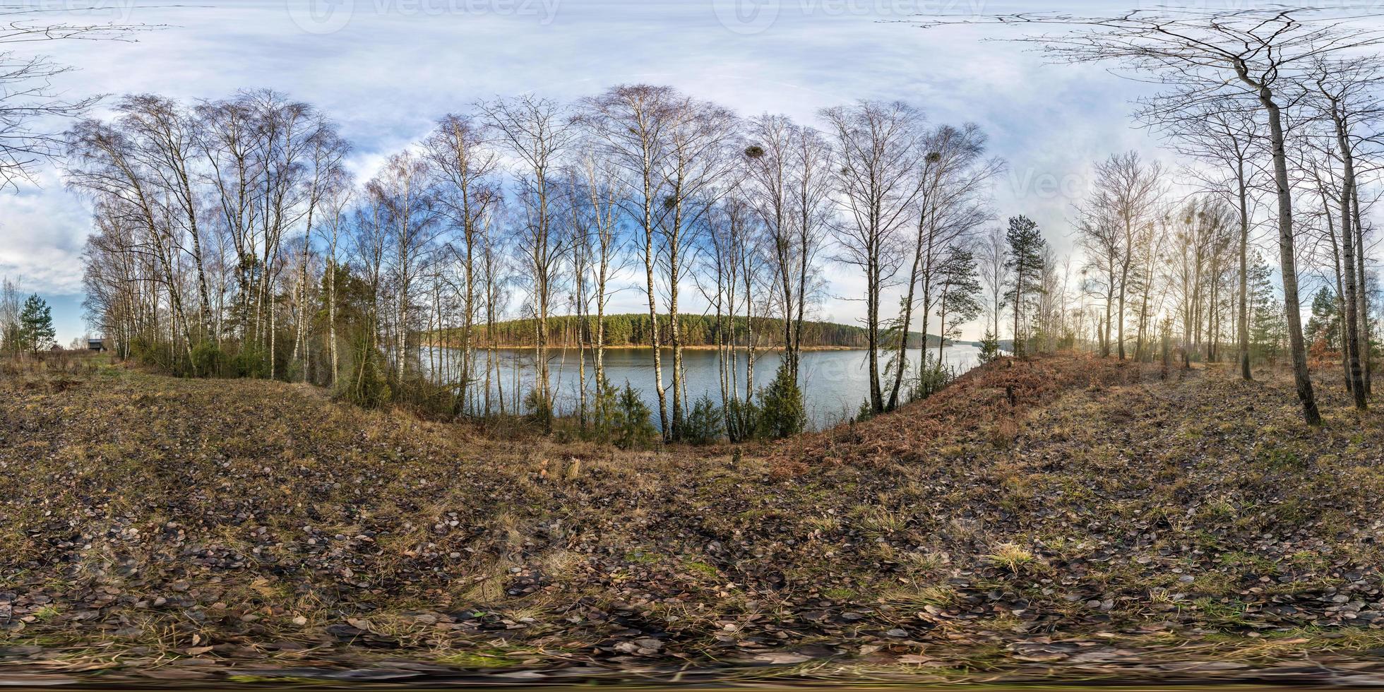 full seamless winter hdri panorama 360 degrees angle in equirectangural spherical cube projection. 360 panorama of crosses and small church in old cemetery, VR AR content photo