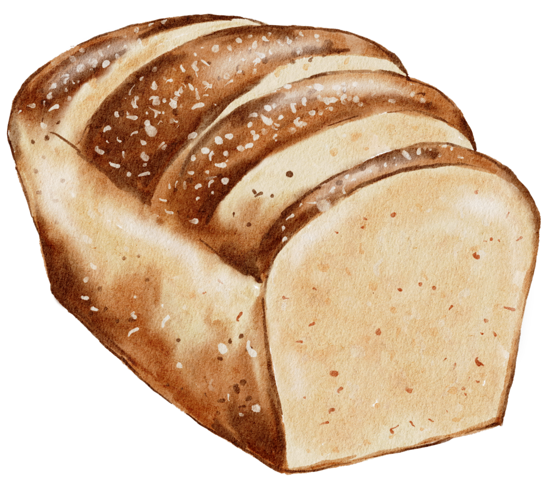 Watercolor bakery, bread, pie, bake, hand paint png