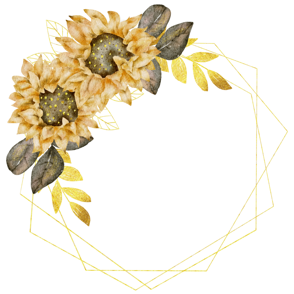 Sunflower wreath watercolor png