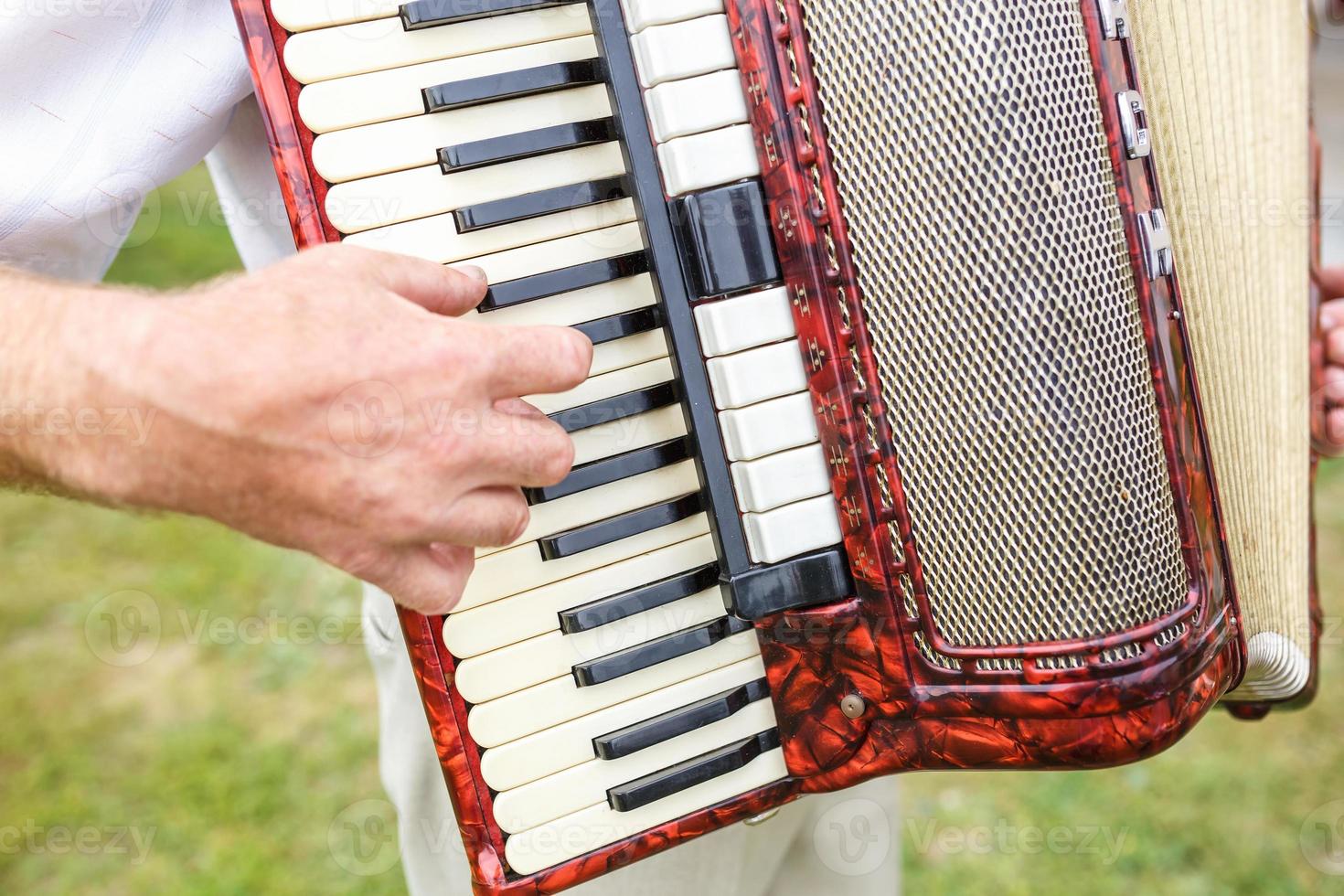 Street musician playing the accordion photo