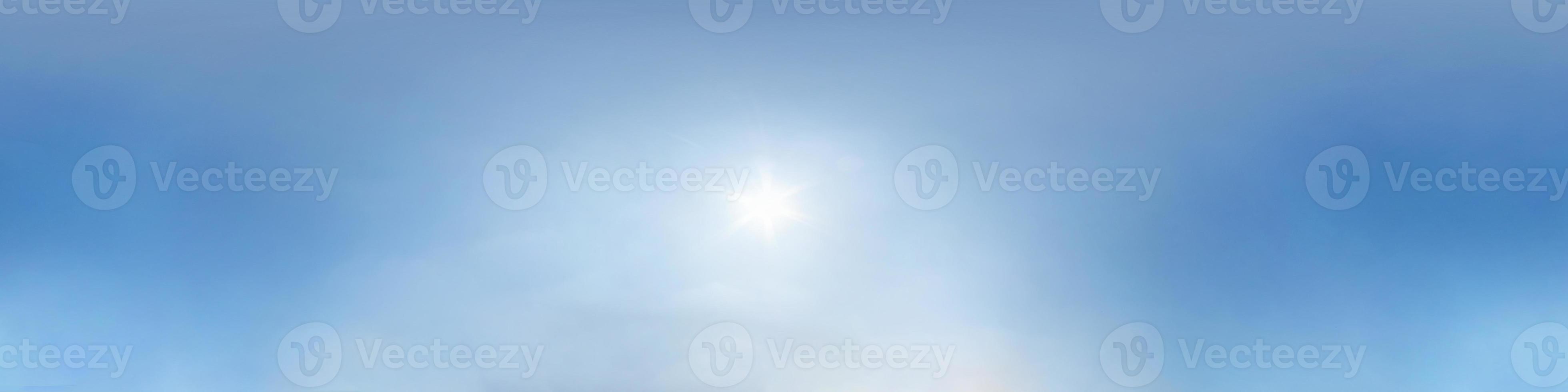 clear blue sky with scorching sun. Seamless hdri panorama 360 degrees angle view with zenith for use in 3d graphics or game development as sky dome or edit drone shot photo