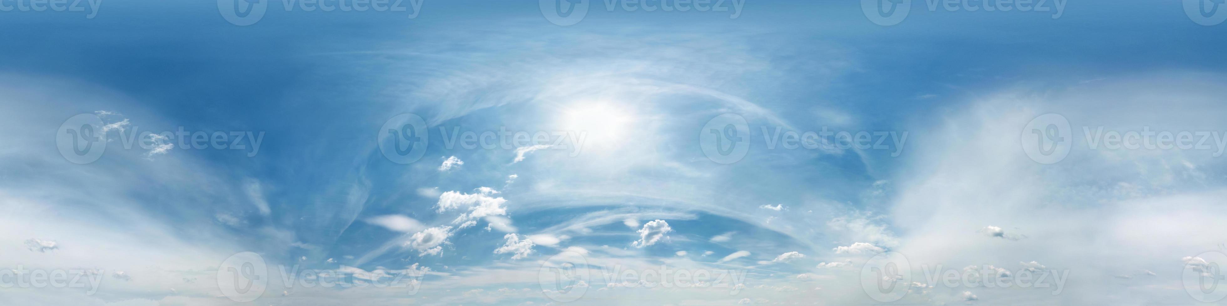 blue sky with beautiful clouds. Seamless hdri panorama 360 degrees angle view  with zenith for use in 3d graphics or game development as sky dome or edit drone shot photo