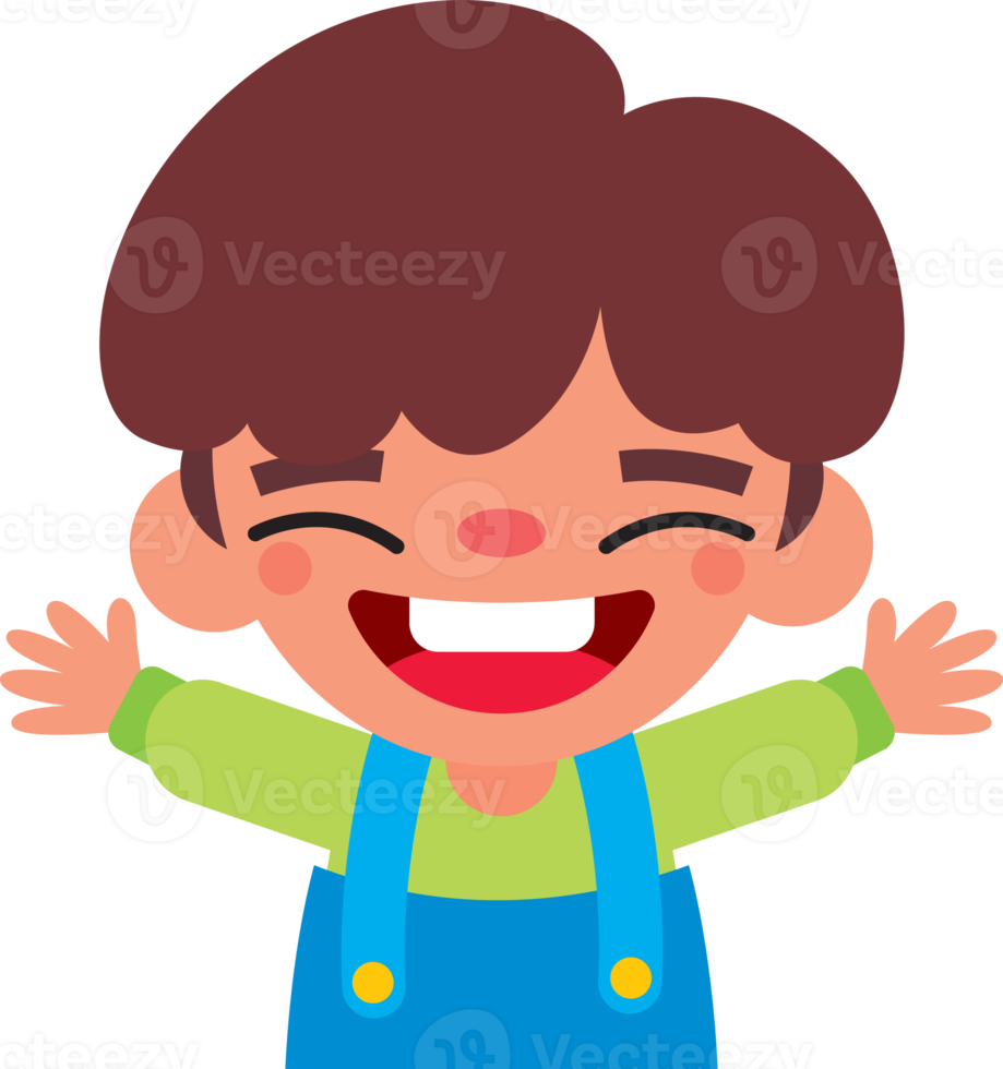 Happy Children's Day. Cute boy cartoon open arm pose character illustration png