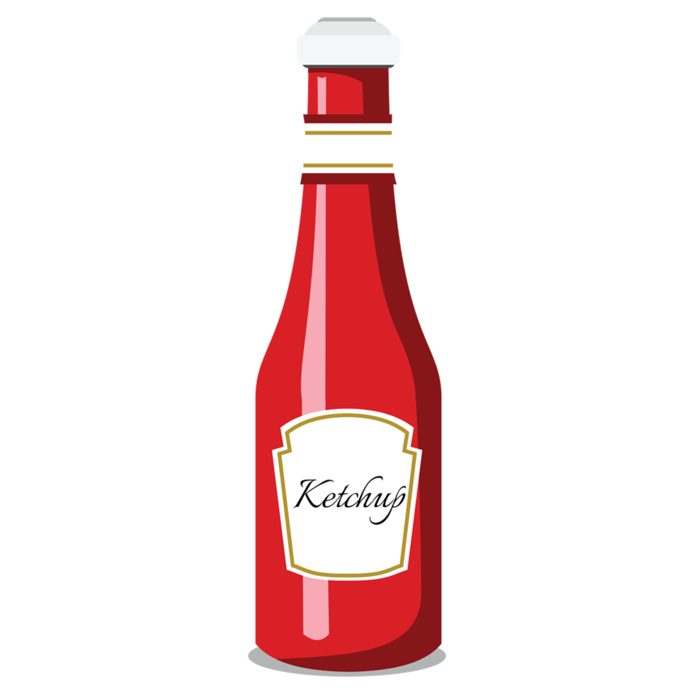 una botella de ketchup roja con una pegatina blanca png