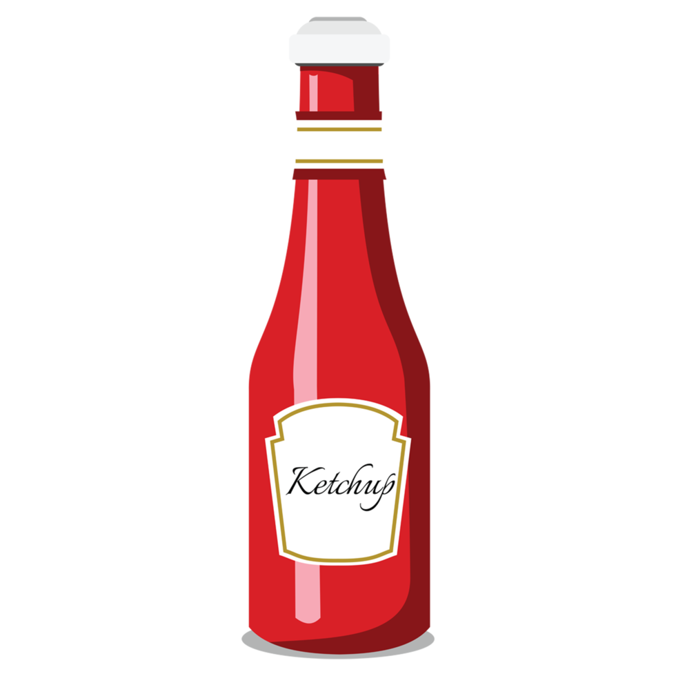 uma garrafa de ketchup vermelha com adesivo branco png