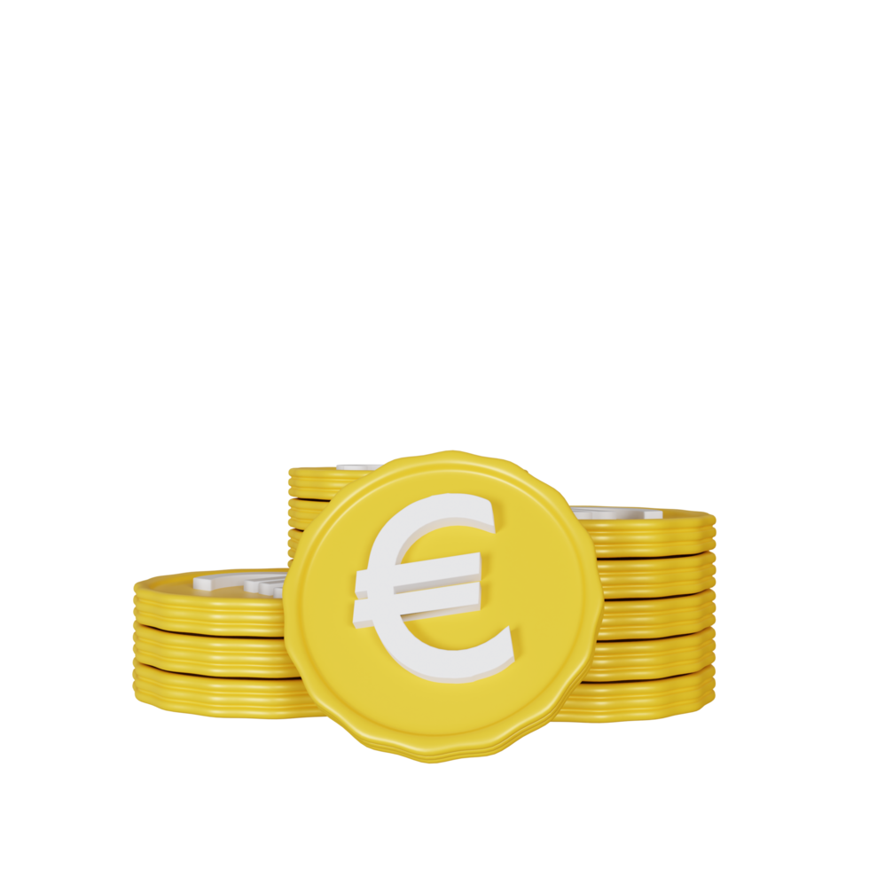 pila de monedas de euro de renderizado 3d png