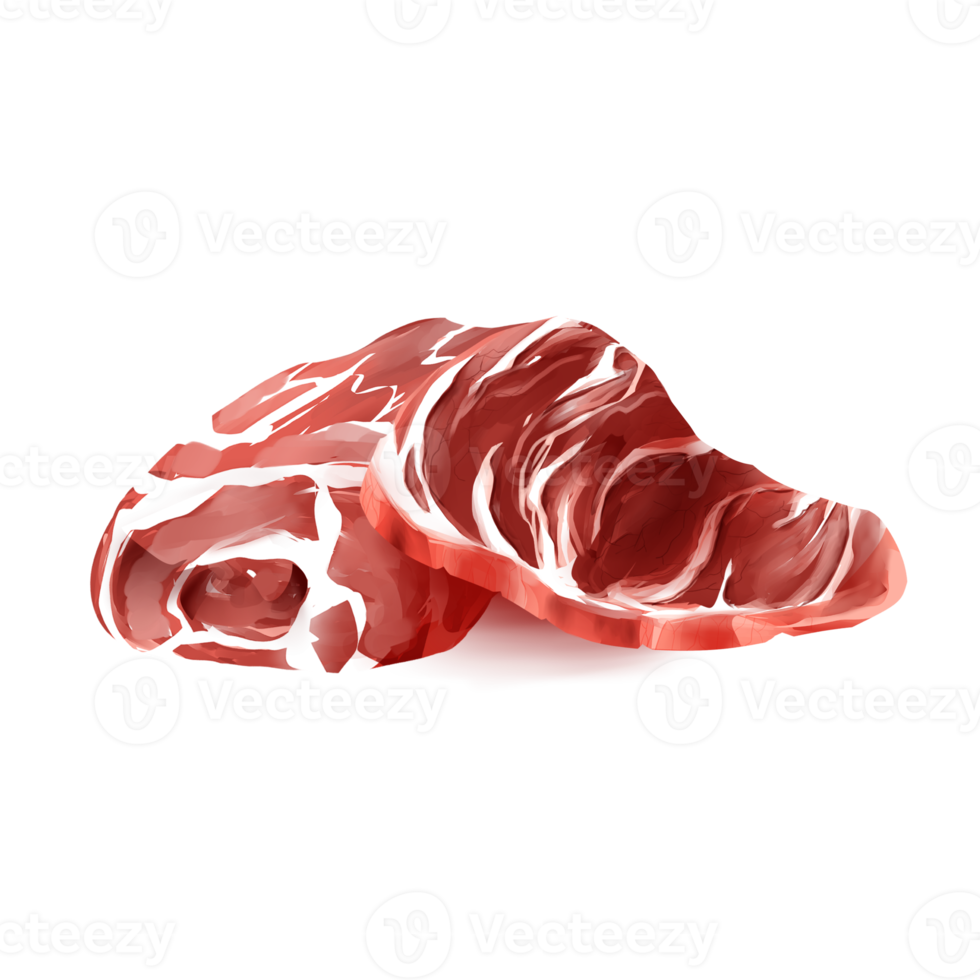 Raw meat sliced watercolor illustration png