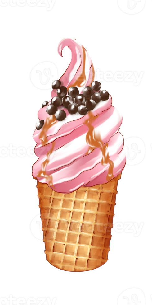 Set of dessert sweety meat and icecream watercolor painting PNG file