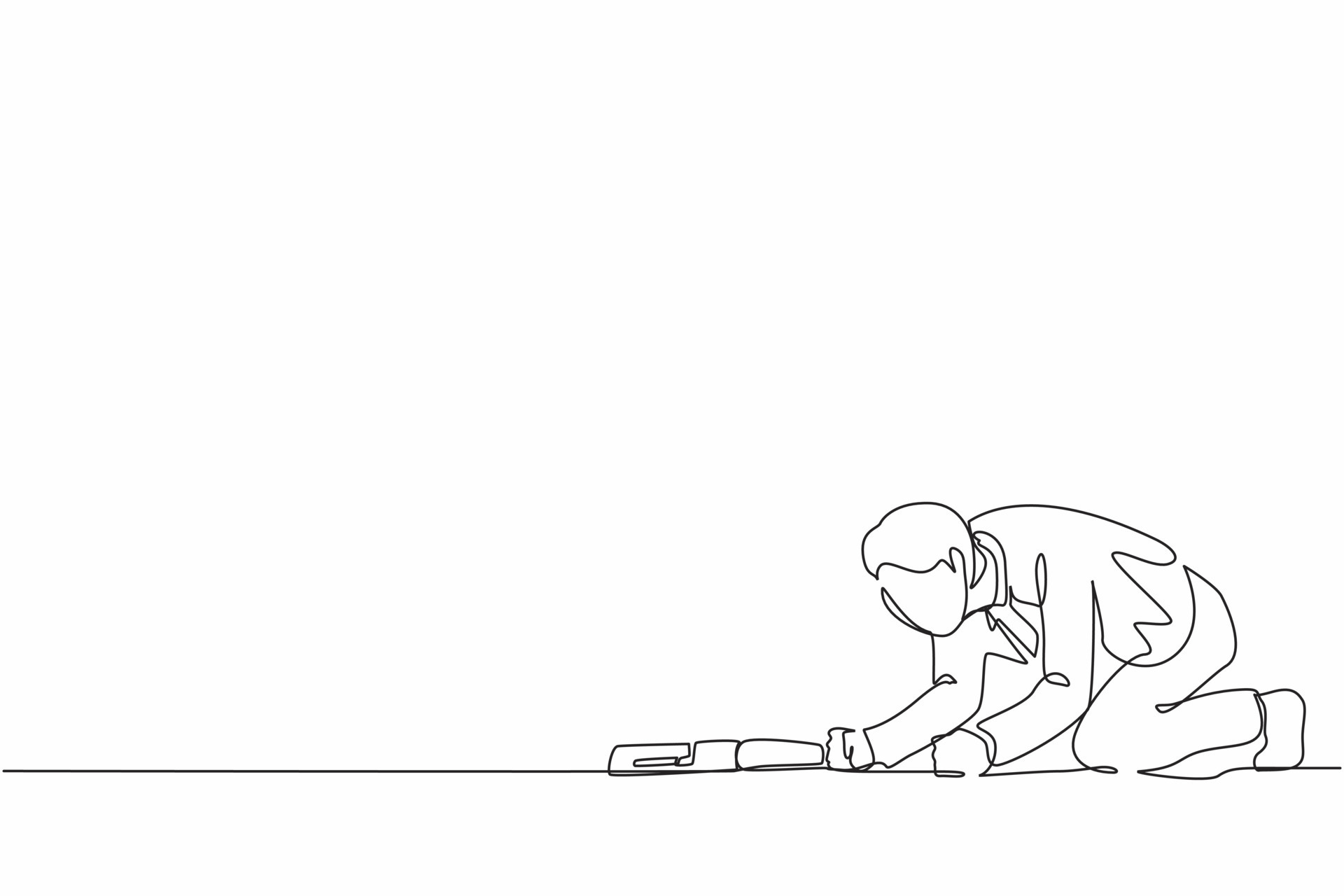 Single one line drawing depressed businessman with briefcase crawling in  despair on the floor. Frustrated office worker mental health problems.  Continuous line draw design graphic vector illustration 10337407 Vector Art  at Vecteezy