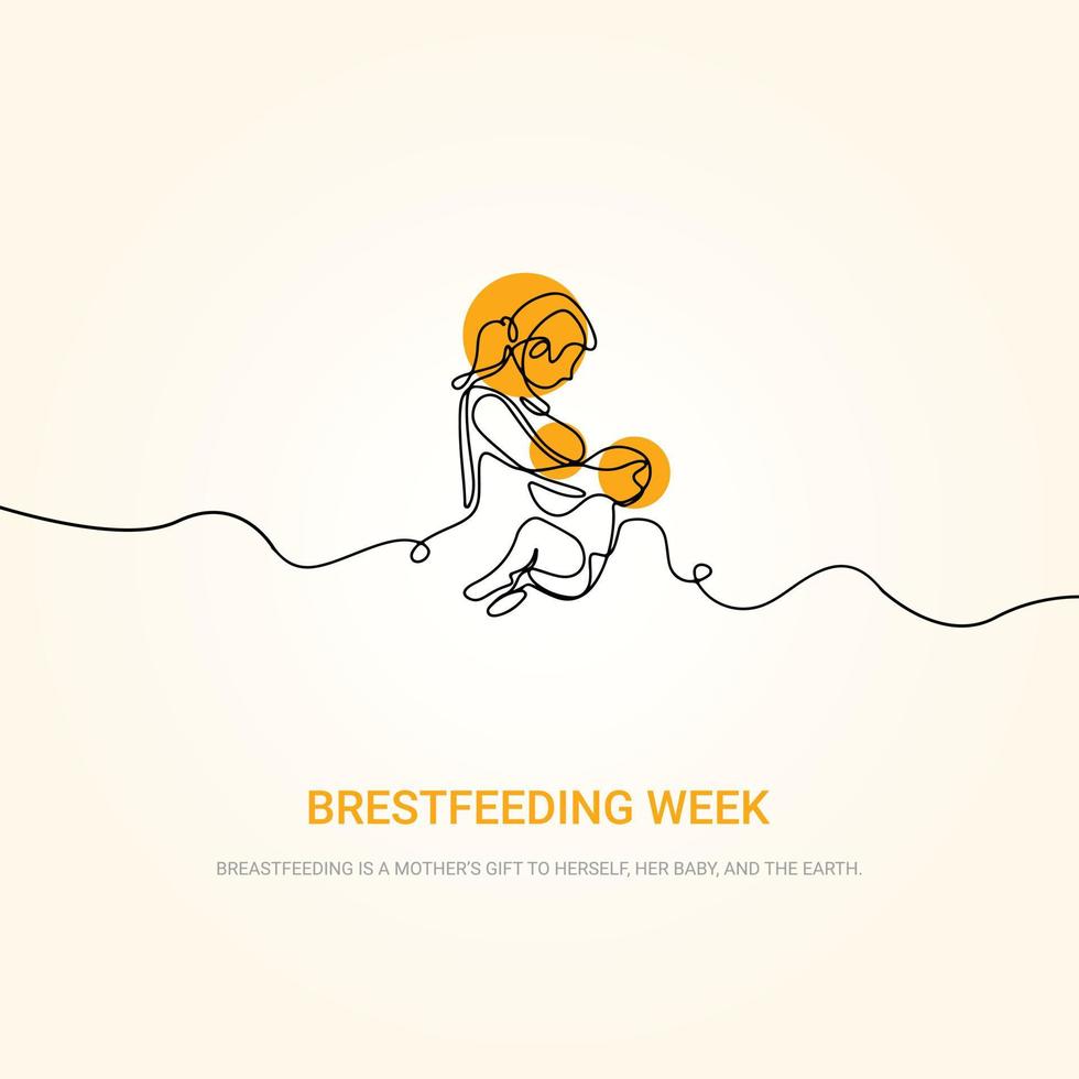 Breastfeeding week newborn baby and mother illustarion vector