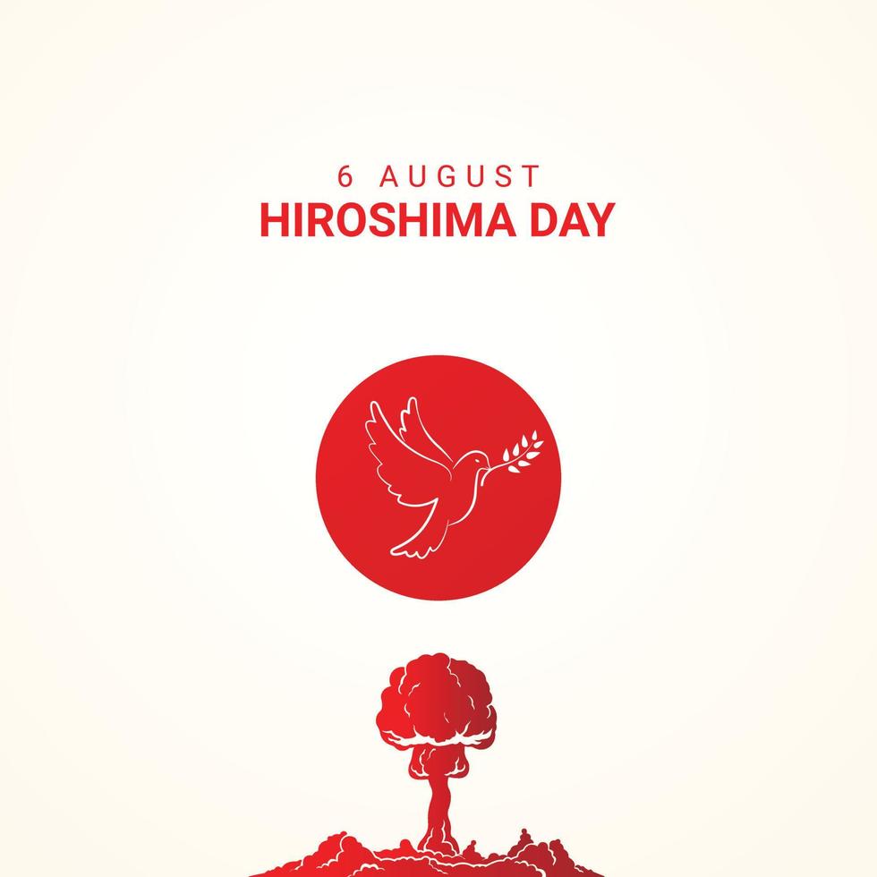 Hiroshima Day, 6 august, peace dove bird poster, illustration vector